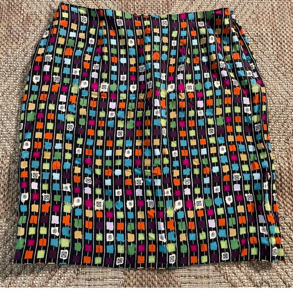 Silk Assets Diane Von Furstenberg Dresses & Skirts - Vtg. Silk Assets Diane Von Furstenberg 100% silk skirt mod square pattern SZ 1X